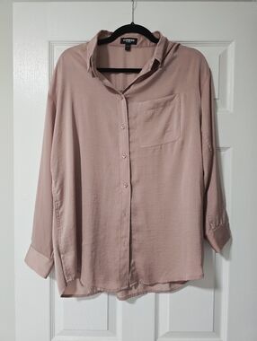 Express Blush Pink Relaxed Button-Front Shirt